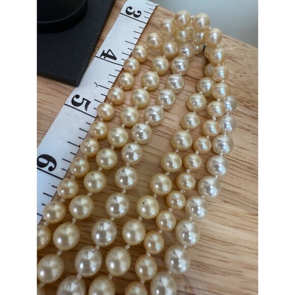 Three Glass Pearl Necklaces In Cream & Ivory Tones 26"-34" Long - Picture 9 of 9